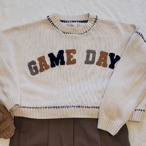 Jessica Simpson Cream Sweater with Bold Lettering